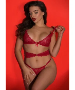 Completo intimo 3 pezzi Lace Dreams rosso
